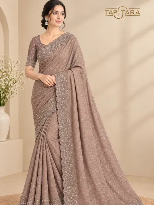 Embroidered Work Sarees in India featuring premium zari, threadwork and designer embroidery by Tapi Tara Surat.
