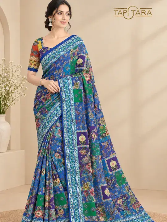 Embroidered Work Sarees in India featuring premium zari, threadwork and designer embroidery by Tapi Tara Surat.
